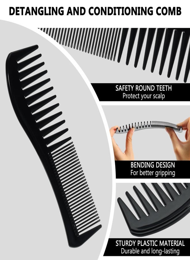 SIMPOR Detangling Hair Comb for Women Double Tooth with Wide and Fine Teeth Shower Combs for Wet Curly Style Barber Comb for Thin Thick Curly Straight Hair for Women Men Black - Image 2